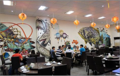 吉水海鲜餐厅墙体彩绘